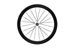 Black bicycle wheel with 'Overdrive' branding on a white background