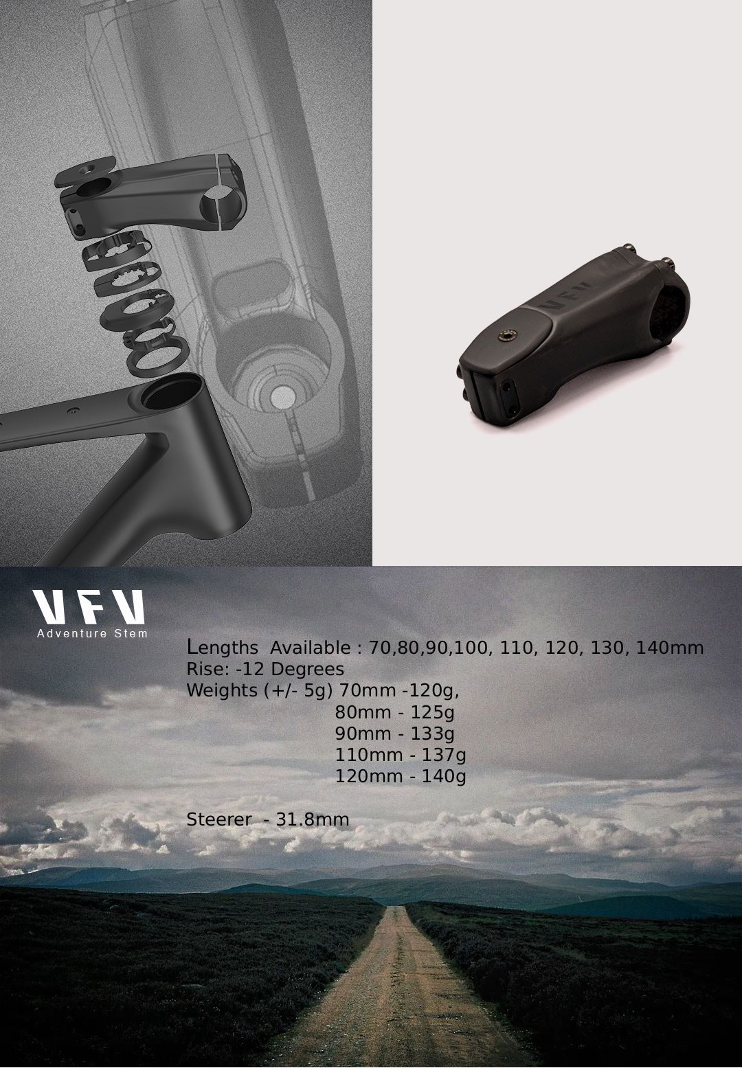 VoiceVelo VFV ADV Carbon Gravel Stem 90/100/110/120/130/140mm