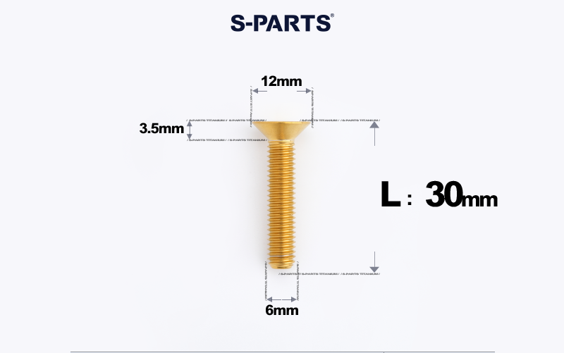 S-Parts Titanium Headset Top Cap Preload Bolt - M6 x 30mm Countersunk