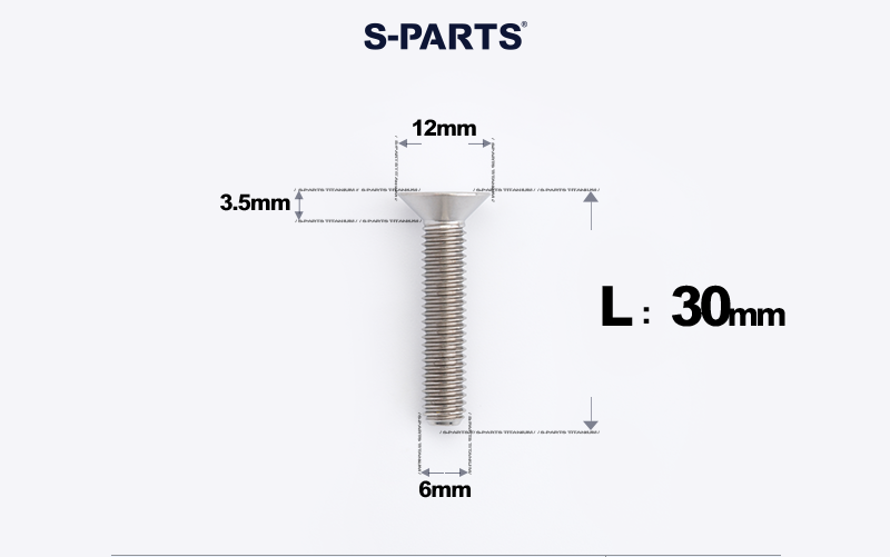 S-Parts Titanium Headset Top Cap Preload Bolt - M6 x 30mm Countersunk