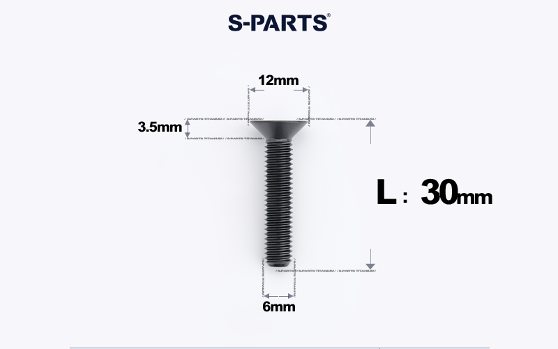 S-Parts Titanium Headset Top Cap Preload Bolt - M6 x 30mm Countersunk