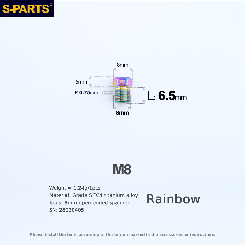 S-Parts Titanium M8 x 6.5mm Hose Compression Nut - Compatible with SRAM
