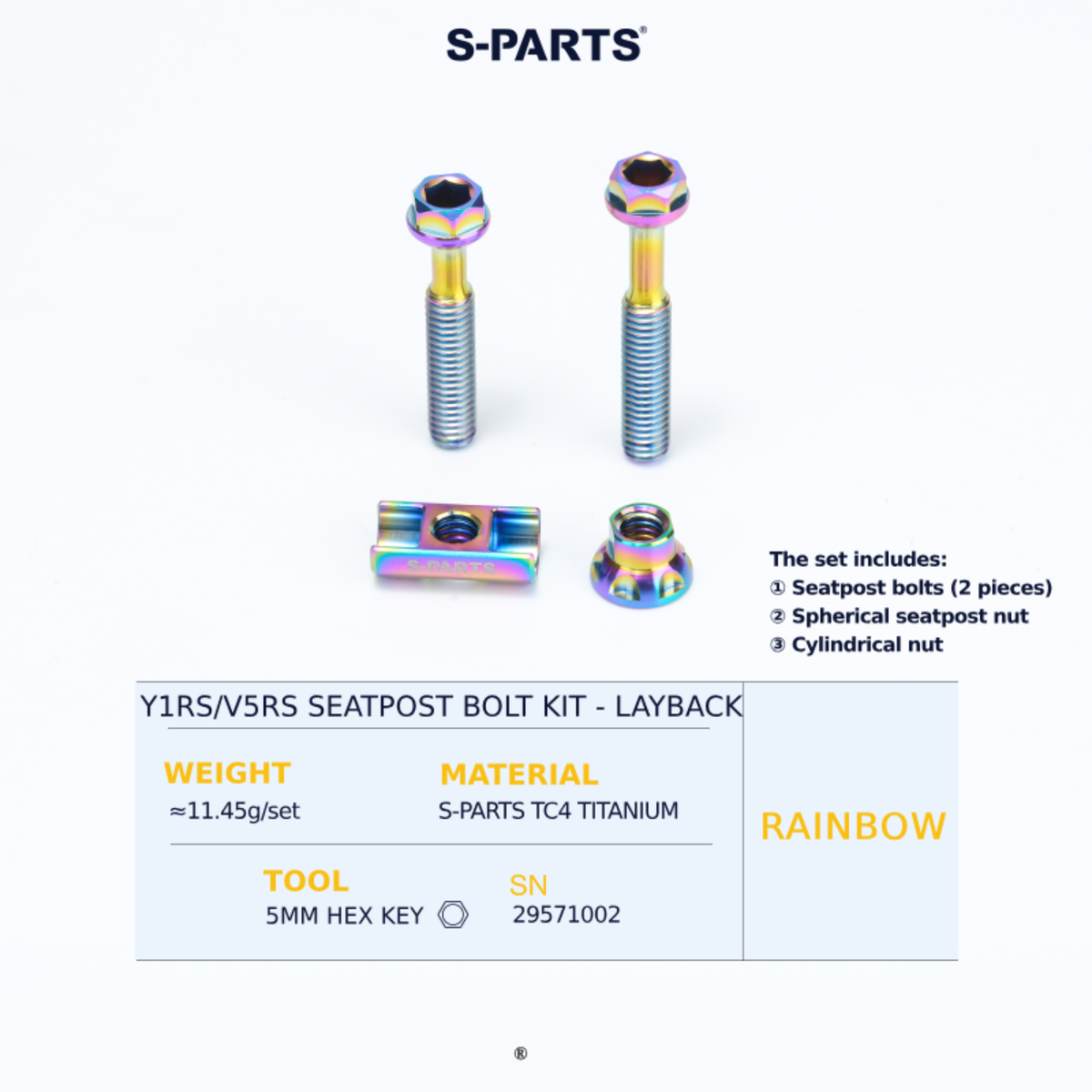 s parts titanium bolts - multicolour