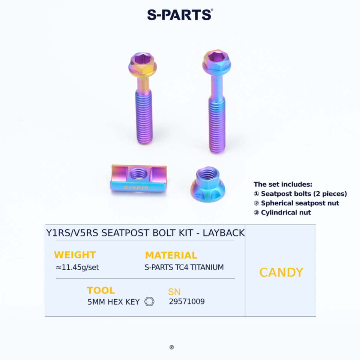 s parts titanium bolts - multicolour