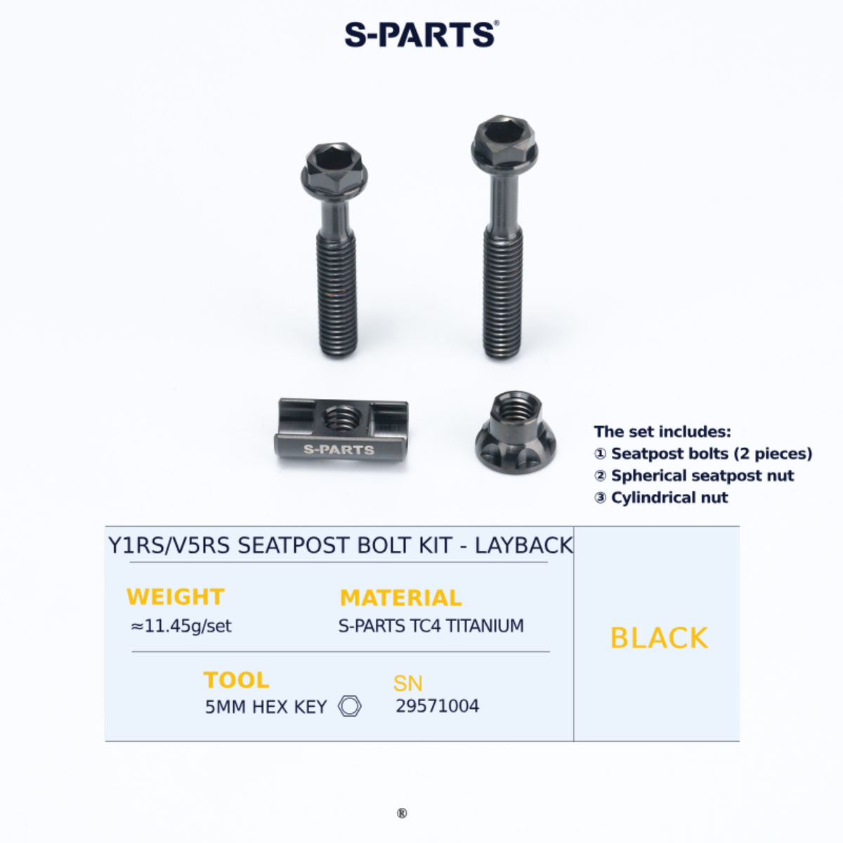 s parts titanium bolts - black
