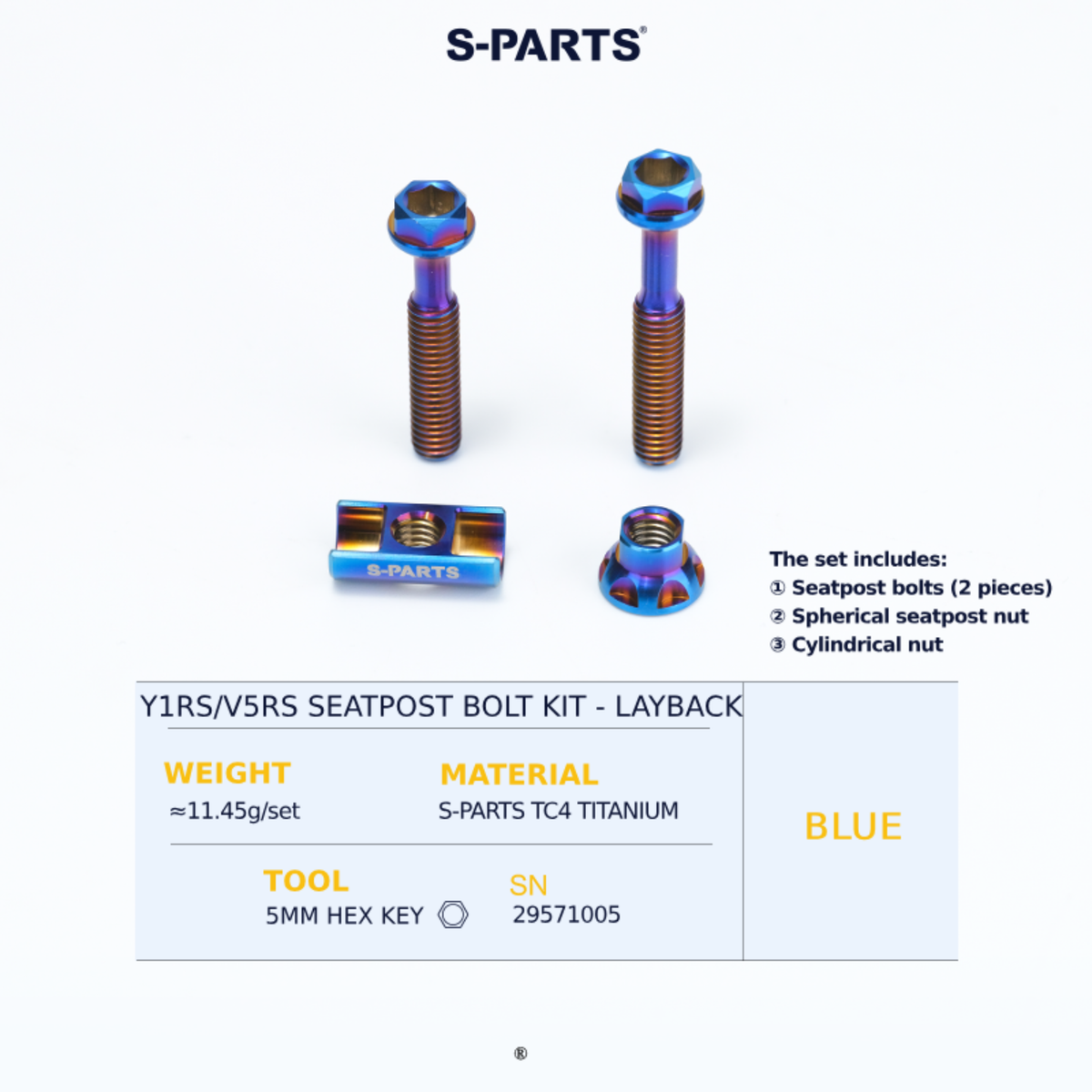 s parts titanium bolts - blue
