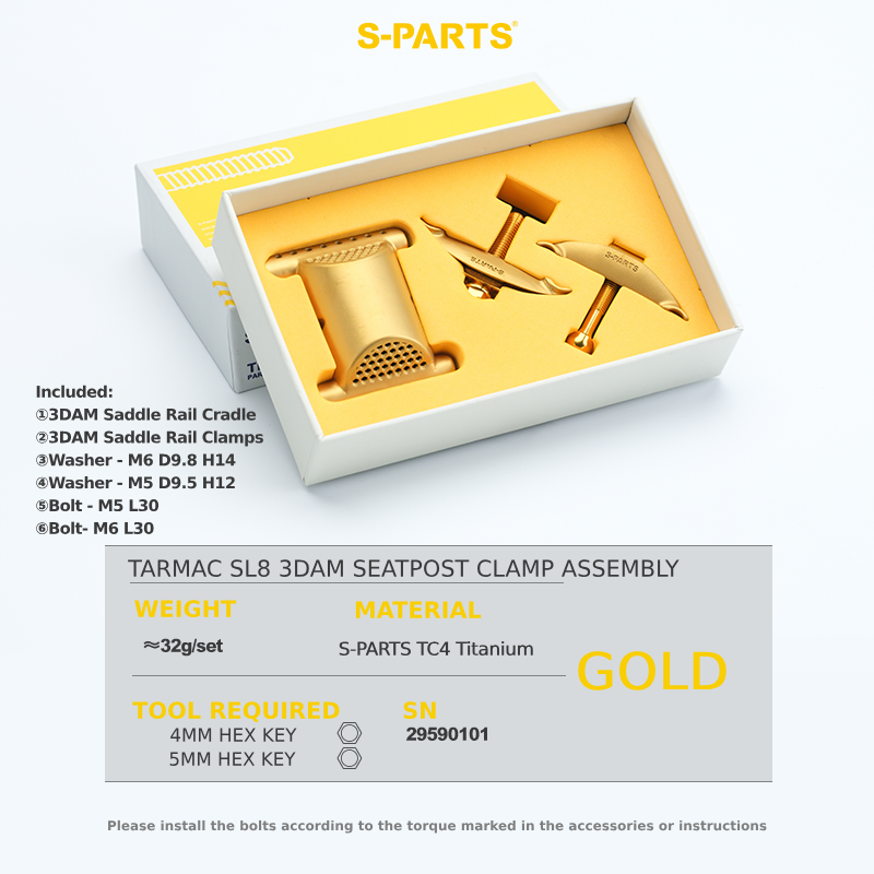 S-Parts Titanium 3DAM Seatpost Clamp Assembly - Compatible with Specialized Tarmac SL8