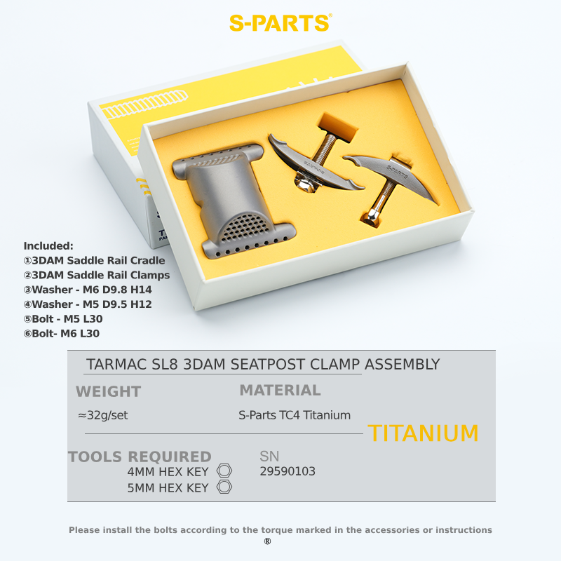 S-Parts Titanium 3DAM Seatpost Clamp Assembly - Compatible with Specialized Tarmac SL8