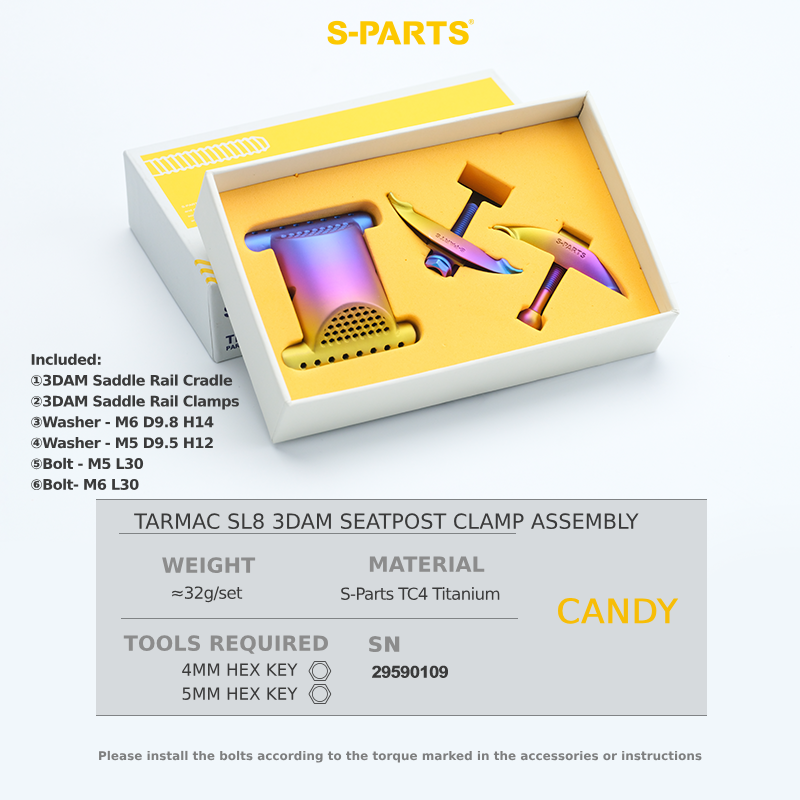 S-Parts Titanium 3DAM Seatpost Clamp Assembly - Compatible with Specialized Tarmac SL8