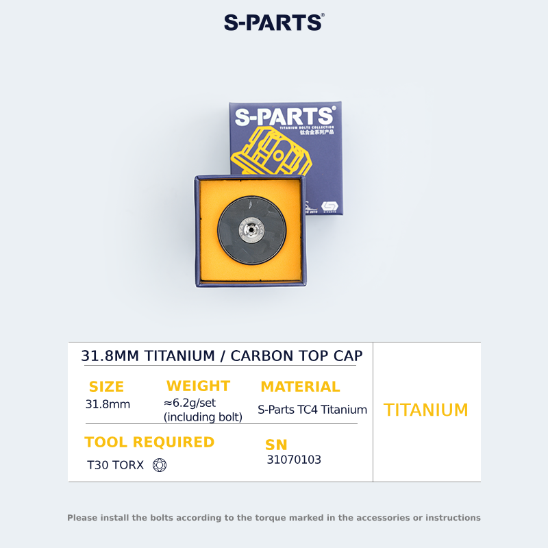 S-Parts Titanium 31.8mm Headset Top Cap Assembly - Carbon - Titanium