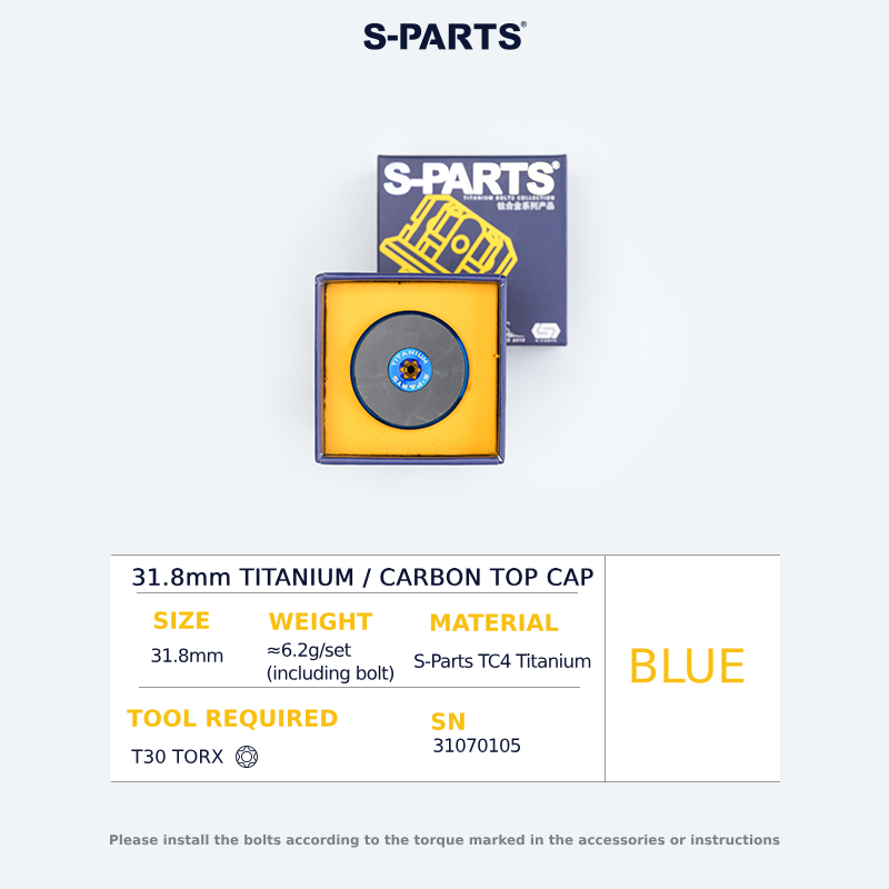 S-Parts Titanium 31.8mm Headset Top Cap Assembly - Carbon - Titanium