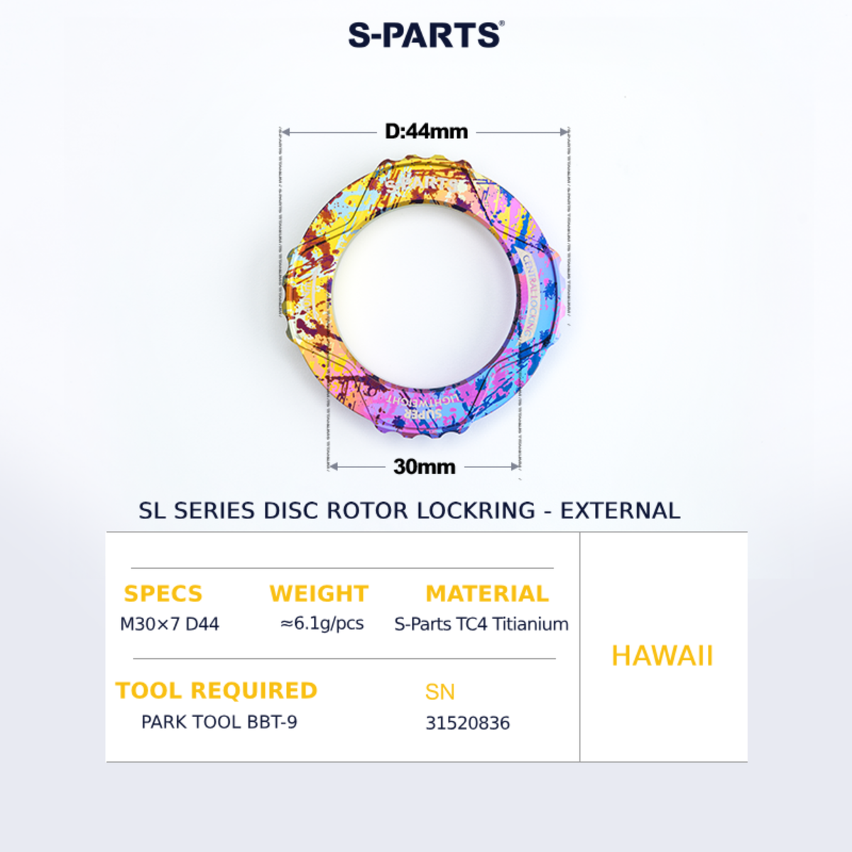 S-Parts Titanium SL Series Centre Lockring - External