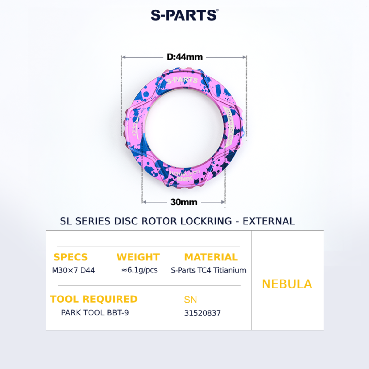 S-Parts Titanium SL Series Centre Lockring - External