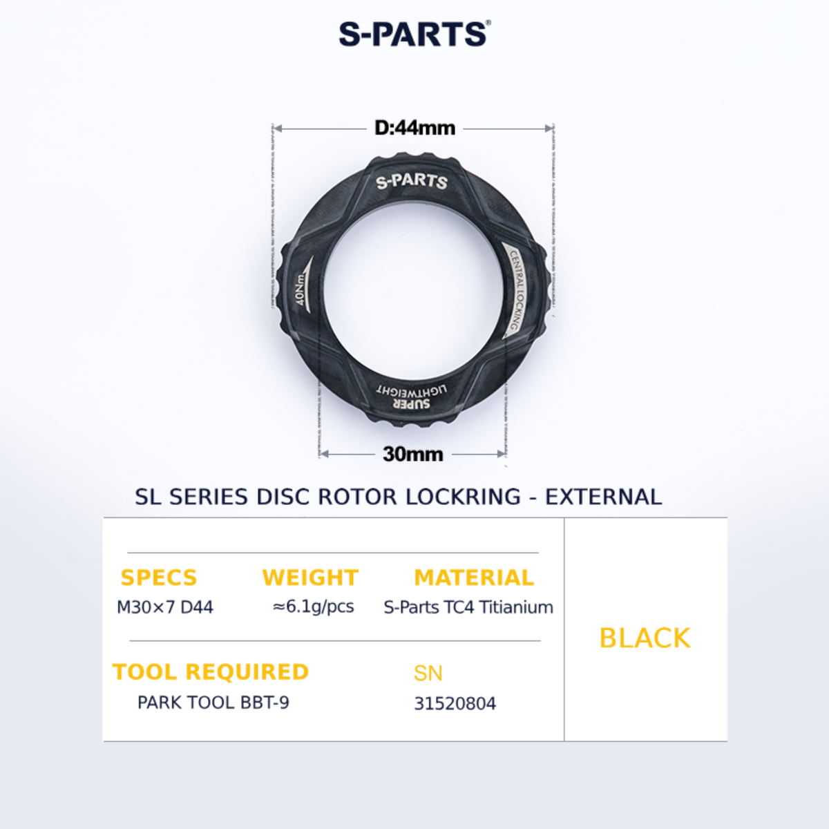 S-Parts Titanium SL Series Centre Lockring - External
