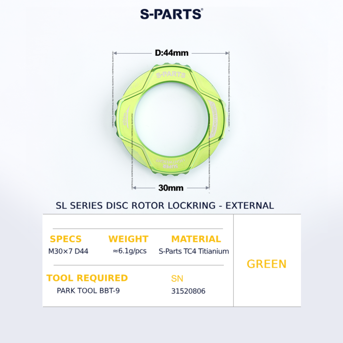 S-Parts Titanium SL Series Centre Lockring - External
