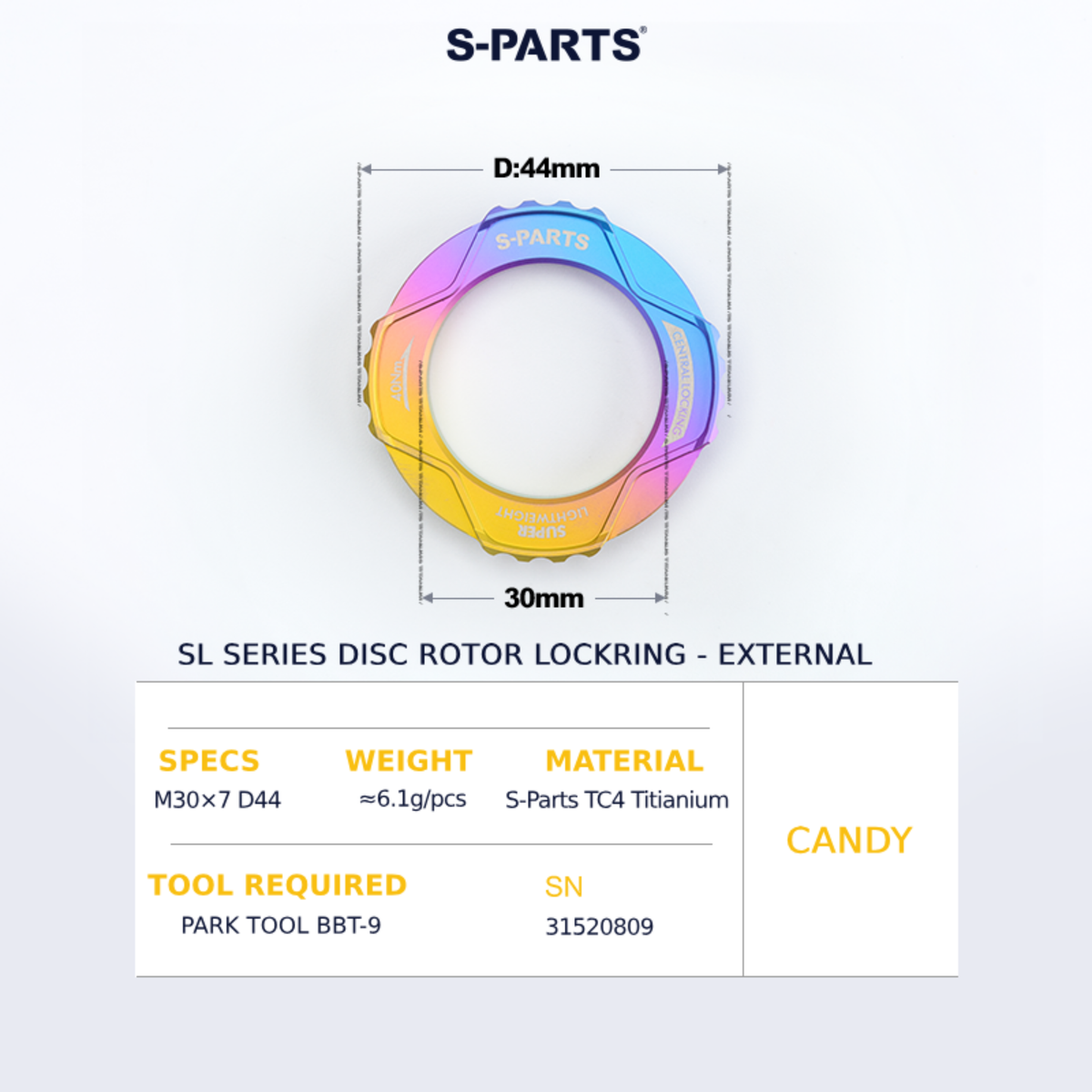 S-Parts Titanium SL Series Centre Lockring - External