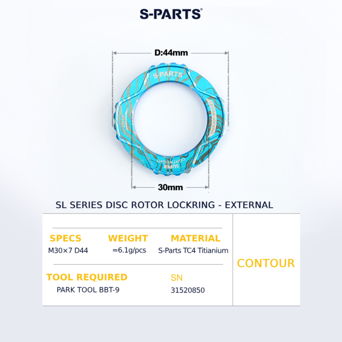 S-Parts Titanium SL Series Centre Lockring - External