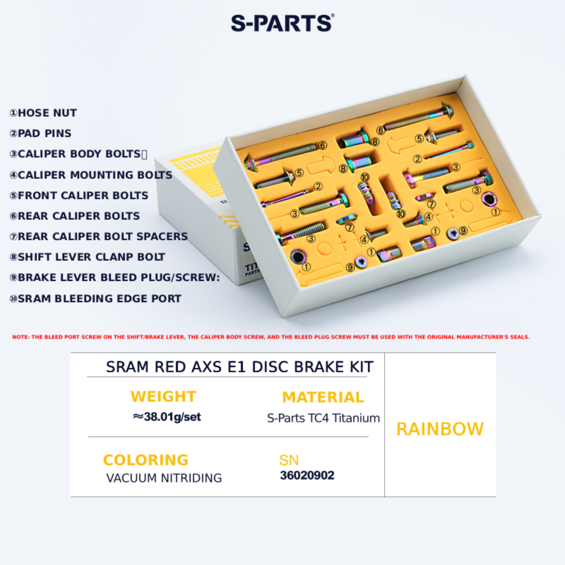 S-Parts Titanium Brake Bolt Kit - SRAM RED E1