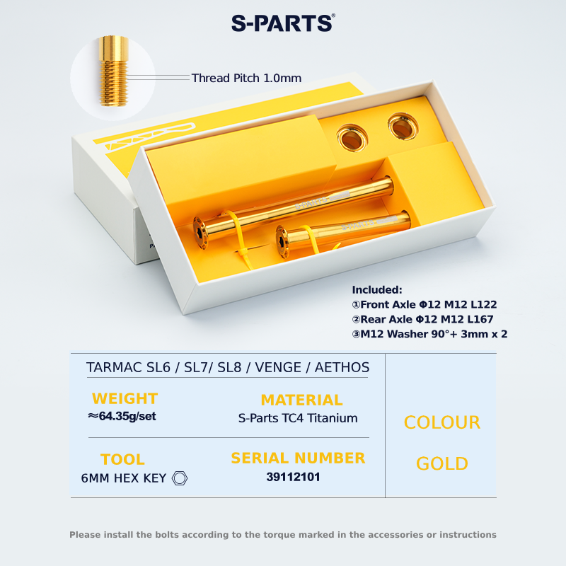 S-Parts Titanium Bolt Thru Axle Kit Compatible With Specialized Tarmac  SL7
