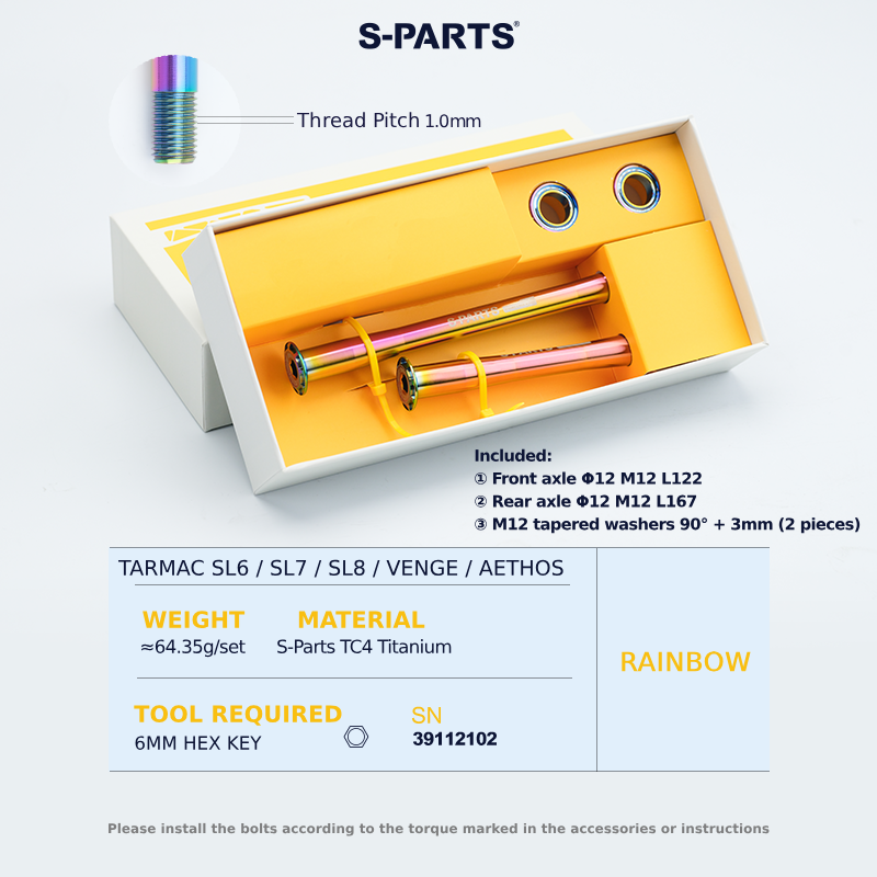 S-Parts Titanium Bolt Thru Axle Kit Compatible With Specialized Tarmac  SL7
