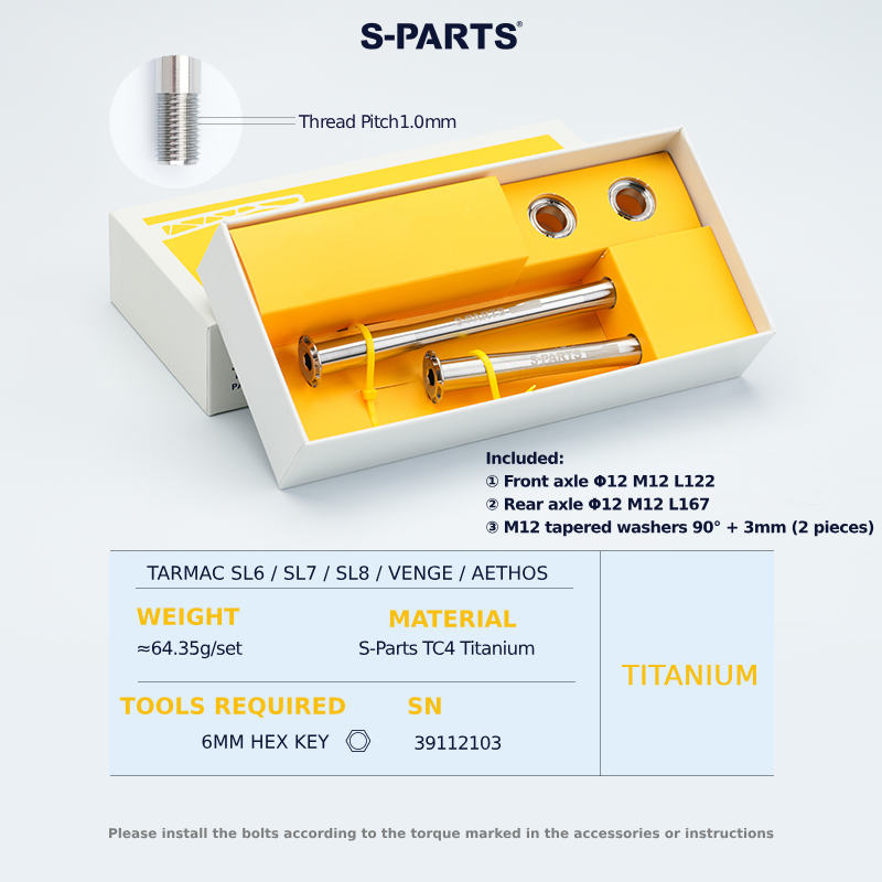 S-Parts Titanium Bolt Thru Axle Kit Compatible With Specialized Tarmac  SL7