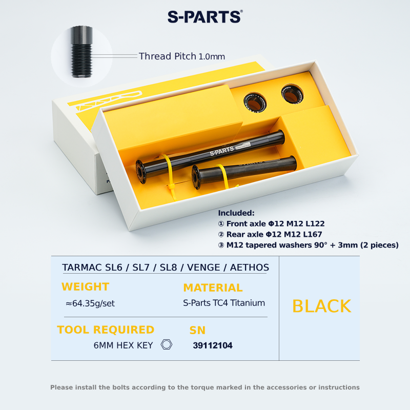S-Parts Titanium Bolt Thru Axle Kit Compatible With Specialized Tarmac  SL7