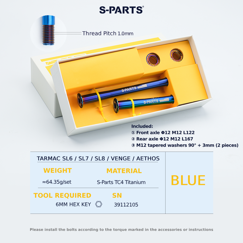 S-Parts Titanium Bolt Thru Axle Kit Compatible With Specialized Tarmac  SL7