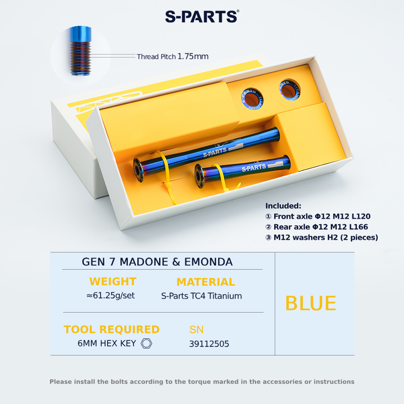 S-Parts Titanium Bolt Thru Axle Kit Compatible With TREK MADONE Gen 7 & Emonda