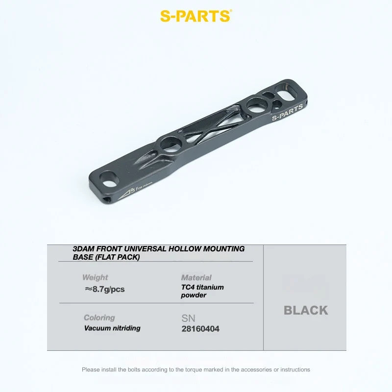 Black metal component with S-Parts branding on a white background