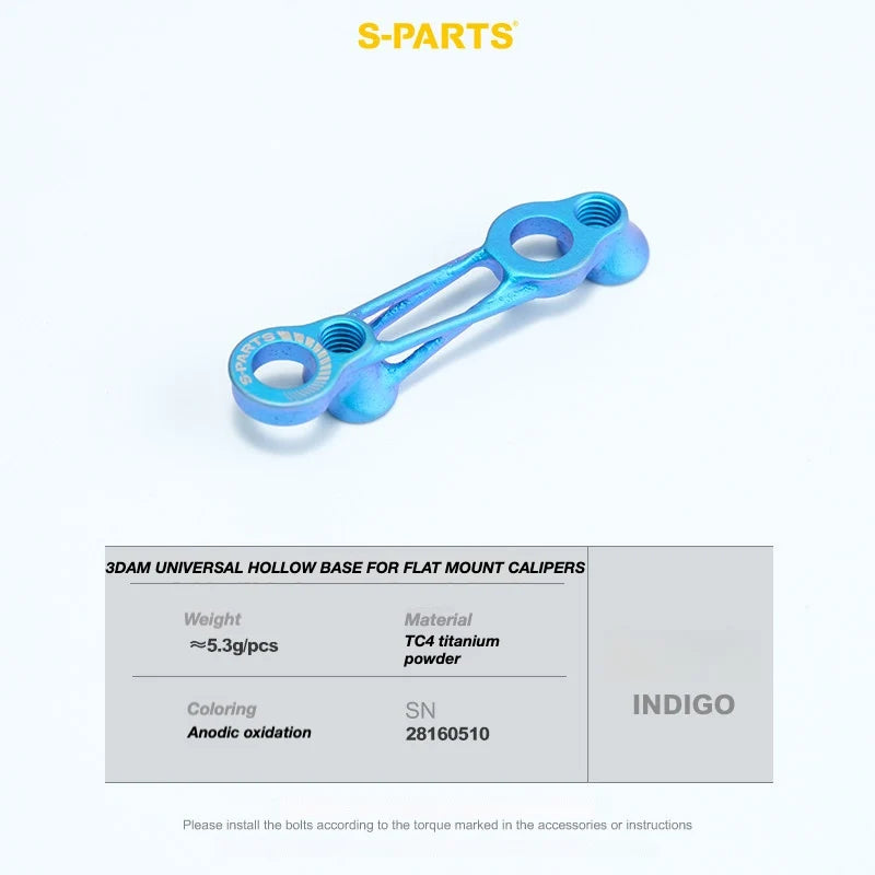 Blue metal component with technical details on a white background, featuring the brand 'S-Parts'.