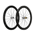 Pair of black bicycle wheels on a white background
