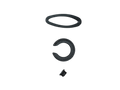 Three black replacement parts, including a flat oval ring, a textured C-shaped spacer, and a small cylindrical component, arranged vertically on a plain white background.