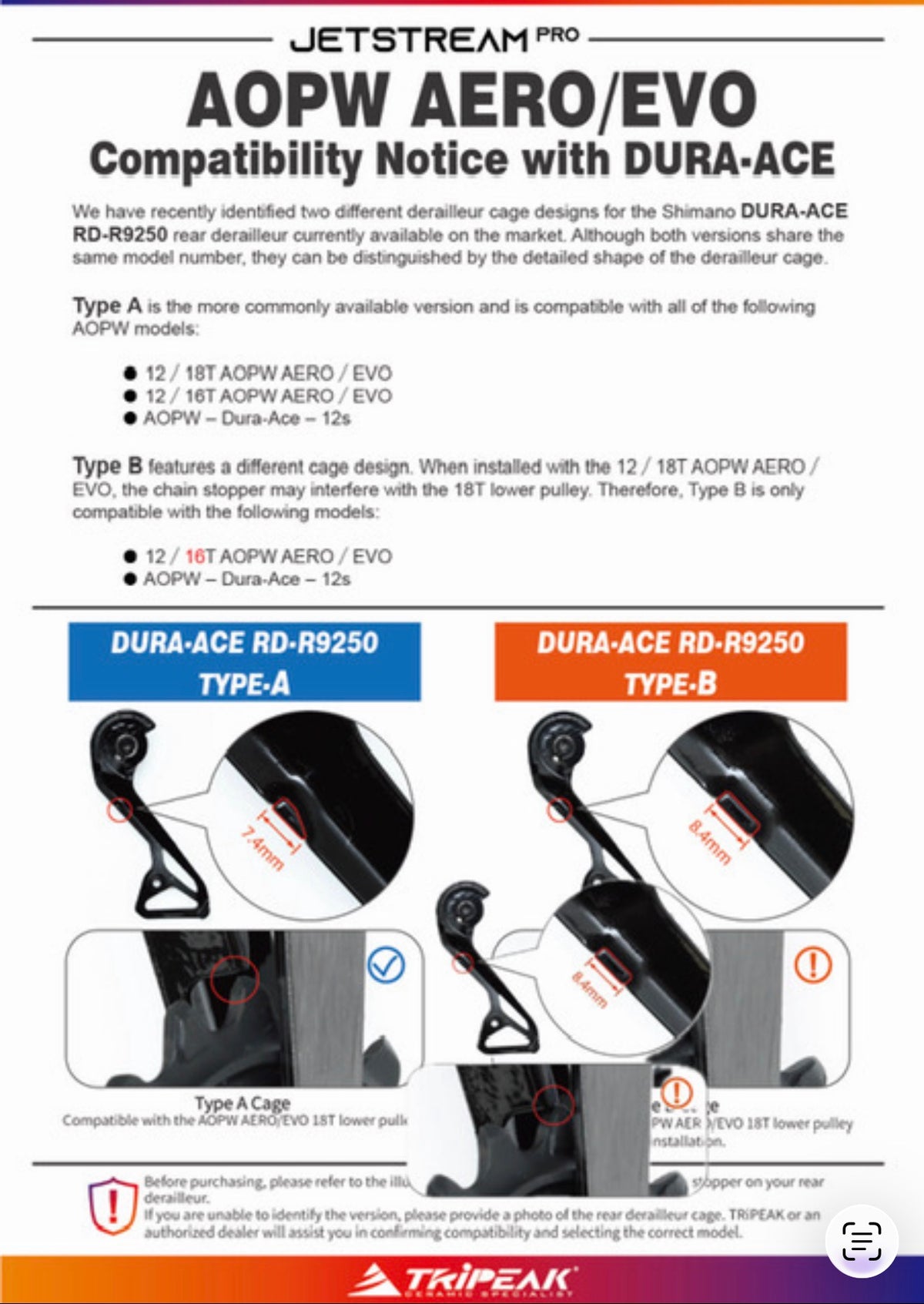 Tripeak Jetstream Pro AOPW-AERO Oversized Pulley Wheel System 12/18T - SHIMANO 12s / SRAM E1 12s