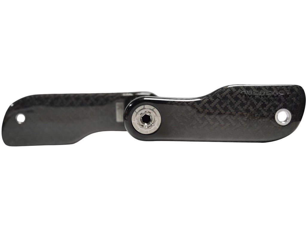 Carbon fiber tool with a screw on a white background