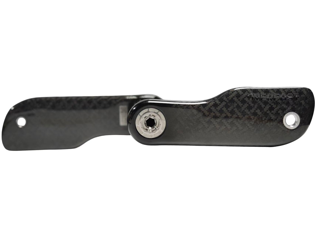 Carbon fiber tool with a screw on a white background