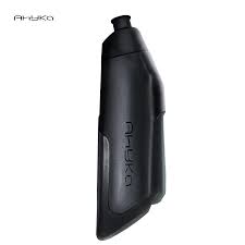 A black Anyko bicycle water bottle shown from the side against a plain white background, with the brand name 'ANYKO' printed vertically on the bottle and again in the top left corner.