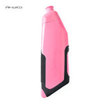 A pink and black sports water bottle with a flip-top lid, shown on a plain white background. The brand name 'AHUJIKO' is printed in the top left corner.