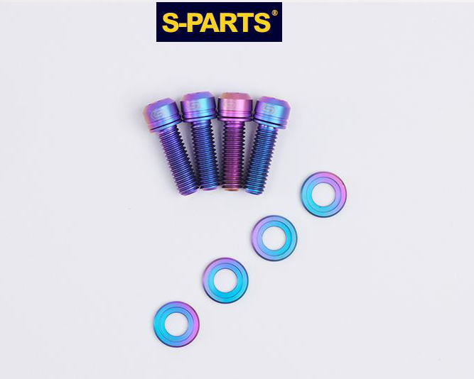 S-Parts Titanium Post Mount Disc Brake Caliper Bolt Set (F&R)