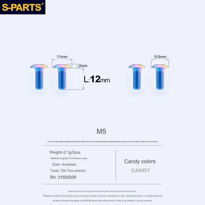 S-Parts Titanium Bottle Cage Bolts Flat Head Twin Pack (2 PCS)