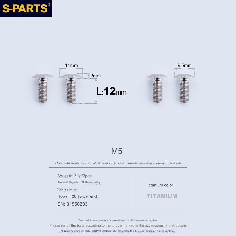 S-Parts Titanium Bottle Cage Bolts Flat Head Twin Pack (2 PCS)