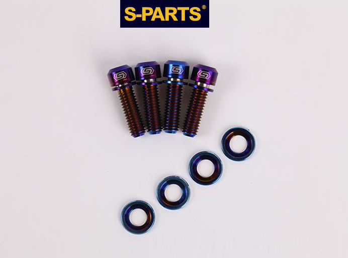 S-Parts Titanium Post Mount Disc Brake Caliper Bolt Set (F&R)