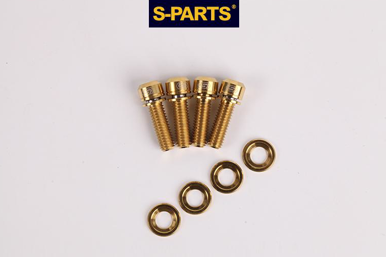 S-Parts Titanium Post Mount Disc Brake Caliper Bolt Set (F&R)