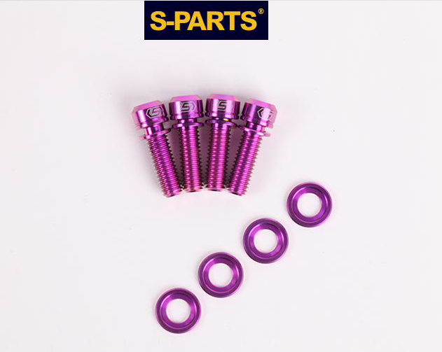 S-Parts Titanium Post Mount Disc Brake Caliper Bolt Set (F&R)