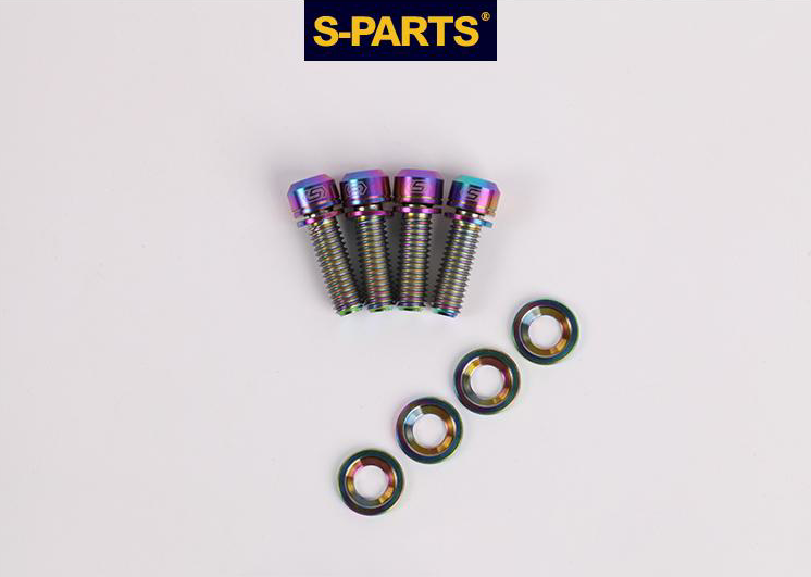 S-Parts Titanium Post Mount Disc Brake Caliper Bolt Set (F&R)