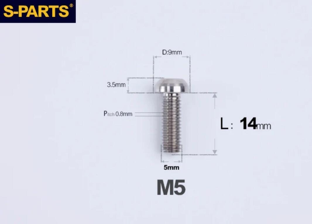 S-Parts Titanium Front Derailleur Frame Mounting Bolt M5 x 14mm - Compatible with SHIMANO