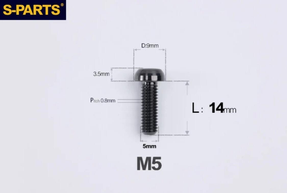 S-Parts Titanium Front Derailleur Frame Mounting Bolt M5 x 14mm - Compatible with SHIMANO