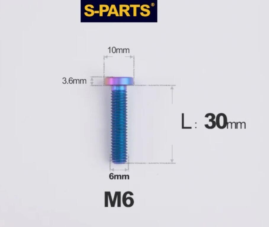 S-Parts Titanium Top Tube Clamp Wedge Seatpost Bolt - M6 x 30mm -  Compatible with Specialized Tarmac SL7 / SL8 / Venge