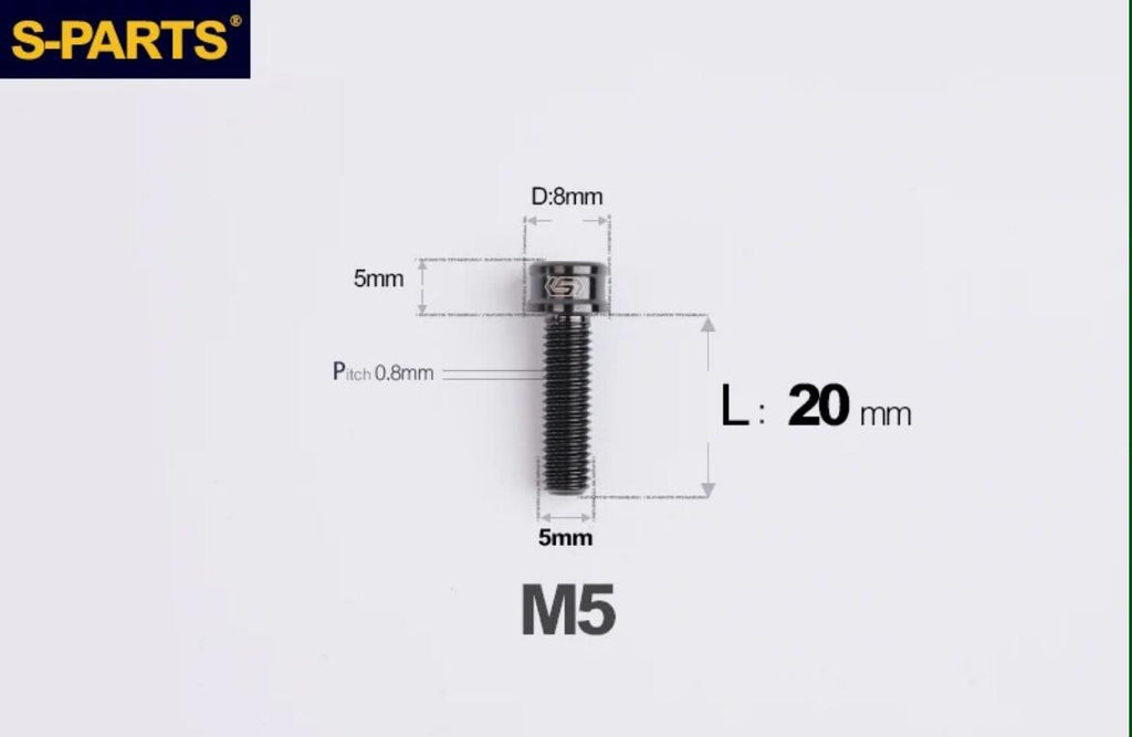 S-Parts Titanium SL Series Titanium Bolt - M5 x 20mm