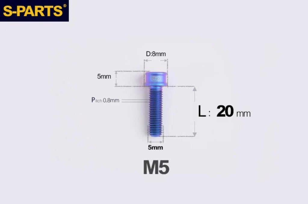 S-Parts Titanium SL Series Titanium Bolt - M5 x 20mm