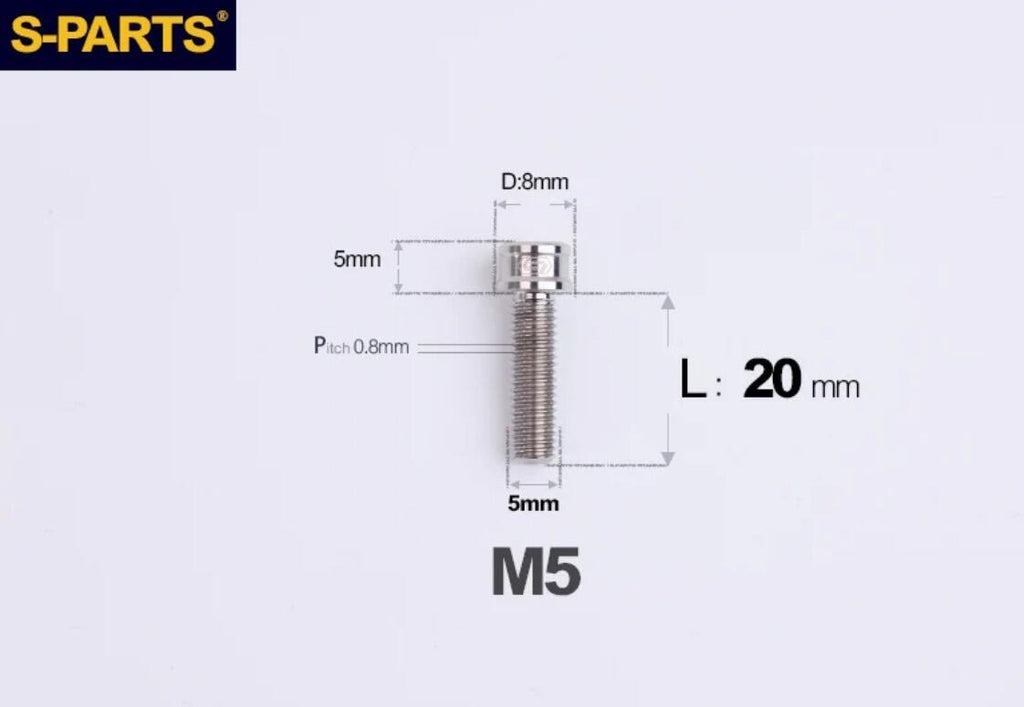 S-Parts Titanium SL Series Titanium Bolt - M5 x 20mm